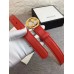 Gucci Width 2.5cm Calfkin Round Buckle Belt Red/Gold 2018