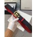 Gucci Width 3.7cm Grained Calfkin Round Buckle Double Belt  Black/Red/Gold 2018