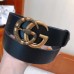 Gucci Leather Men's Belt with Snake Buckle 38mm Width Black