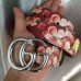 Gucci GG Blooms leather belt with double G buckle red