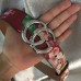 Gucci GG Blooms leather belt with double G buckle red