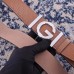 Gucci Width 3.8cm Leather Signature GG Belt with Single G Buckle Brown 2019