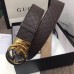 Gucci Width 4cm Signature Leather Belt Coffee with Interlocking G Buckle