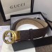 Gucci Width 4cm Signature Leather Belt Coffee with Interlocking G Buckle