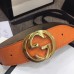 Gucci Width 4cm Signature Leather Belt Orange with Interlocking G Buckle