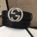 Gucci Width 4cm Leather Belt Black with Interlocking G Buckle