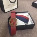 Gucci Width 4cm Sylvie Web and Leather Belt Red with Interlocking G Buckle