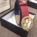 Gucci Width 4cm Sylvie Web and Leather Belt Red with Interlocking G Buckle