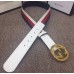 Gucci Width 4cm Sylvie Web and Leather Belt White with Interlocking G Buckle