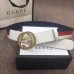 Gucci Width 4cm Sylvie Web and Leather Belt White with Interlocking G Buckle