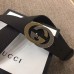 Gucci Width 4cm Leather Belt Coffee with Gold/Silver Interlocking G Buckle