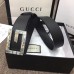 Gucci Width 3.5cm Leather Belt Black with Crystals Square G Buckle