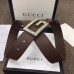 Gucci Width 3.5cm Leather Belt Brown with Crystals Square G Buckle