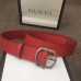 Gucci Width 4cm Leather Belt Red with Square Buckle