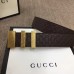 Gucci Width 3.8cm Signature Leather Belt Coffee with Logo Buckle