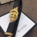 Gucci Width 3cm Diagonal Leather Belt Black/Beige with Textured Double G Buckle