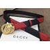 Gucci Width 3cm Diagonal Leather Belt Black/Red with Textured Double G Buckle