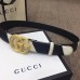 Gucci Width 3cm Diagonal Leather Belt Black/White with Textured Double G Buckle