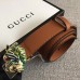 Gucci Width 3cm Leather Belt Brown with Tiger Head 2018