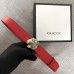 Gucci Width 3cm Leather Belt Red with Tiger Head 2018