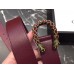 Gucci Width 3.5cm Leather Belt Burgundy with Crystal Dionysus Buckle