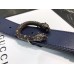 Gucci Width 3.5cm Leather Belt Navy Blue with Dionysus Stud Buckle