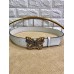 Gucci Width 4cm Leather Belt White with Butterfly Buckle