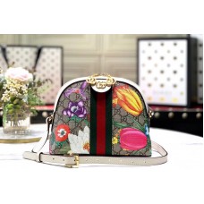 Gucci 499621 Ophidia GG Flora small shoulder bag Beige/ebony GG Supreme canvas with Flora print