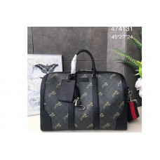 Gucci 474131 GG Black carry-on duffle Bags with Tiger Print Black/grey soft GG Supreme