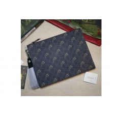 Gucci 575136 Bestiary pouch with Tigger Black and grey GG Supreme canvas