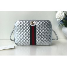 Gucci 541051 Laminated leather small shoulder bag Silver Leather