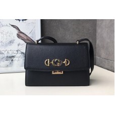 Gucci 576388 Zumi grainy leather small shoulder bag in Black grainy leather