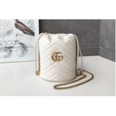 Gucci 575163 GG Marmont mini bucket bag White matelasse chevron leather