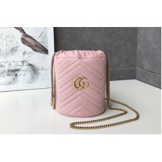 Gucci 575163 GG Marmont mini bucket bag Pink matelasse chevron leather