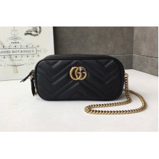 Gucci 546581 GG Marmont mini chain bag Black Matelasse chevron leather