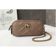 Gucci 546581 GG Marmont mini chain bag Apricot Matelasse chevron leather