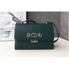 Gucci 576388 Zumi grainy leather small shoulder bag in Green grainy leather