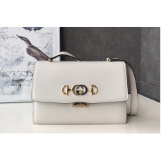 Gucci 576388 Zumi grainy leather small shoulder bag in White grainy leather