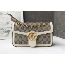 Gucci 443497 GG Marmont small shoulder bag in Beige/ebony GG canvas with White Leather