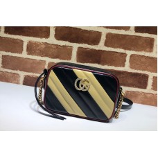 Gucci 448065 GG Marmont matelasse mini bag in Black/Beige Leather