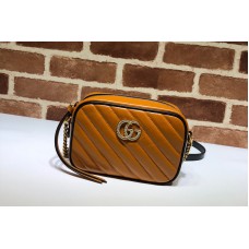 Gucci 448065 GG Marmont matelasse mini bag in Brown Leather