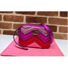 Gucci 448065 GG Marmont matelasse mini bag in Rose/Red/Purple Leather