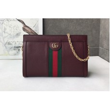 Gucci 503877 Ophidia small shoulder bag in Bordeaux Leather with web