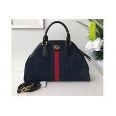 Gucci 516459 Re(Belle) Medium Top Handle Bags in Blue Suede Leather