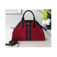 Gucci 516459 Re(Belle) Medium Top Handle Bags in Red Suede Leather