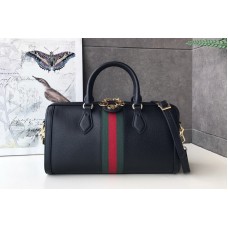 Gucci 524532 Ophidia medium top handle bag in Black Leather With Web