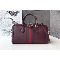 Gucci 524532 Ophidia medium top handle bag in Bordeaux Leather With Web