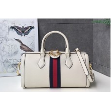 Gucci 524532 Ophidia medium top handle bag in White Leather With Web