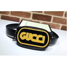 Gucci 529428 Belt Bag With Rubber Logo in Black Leather