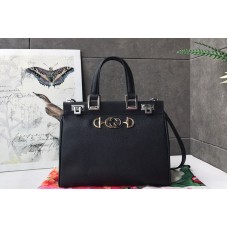 Gucci 569712 Zumi grainy leather small top handle bag in Black grainy leather